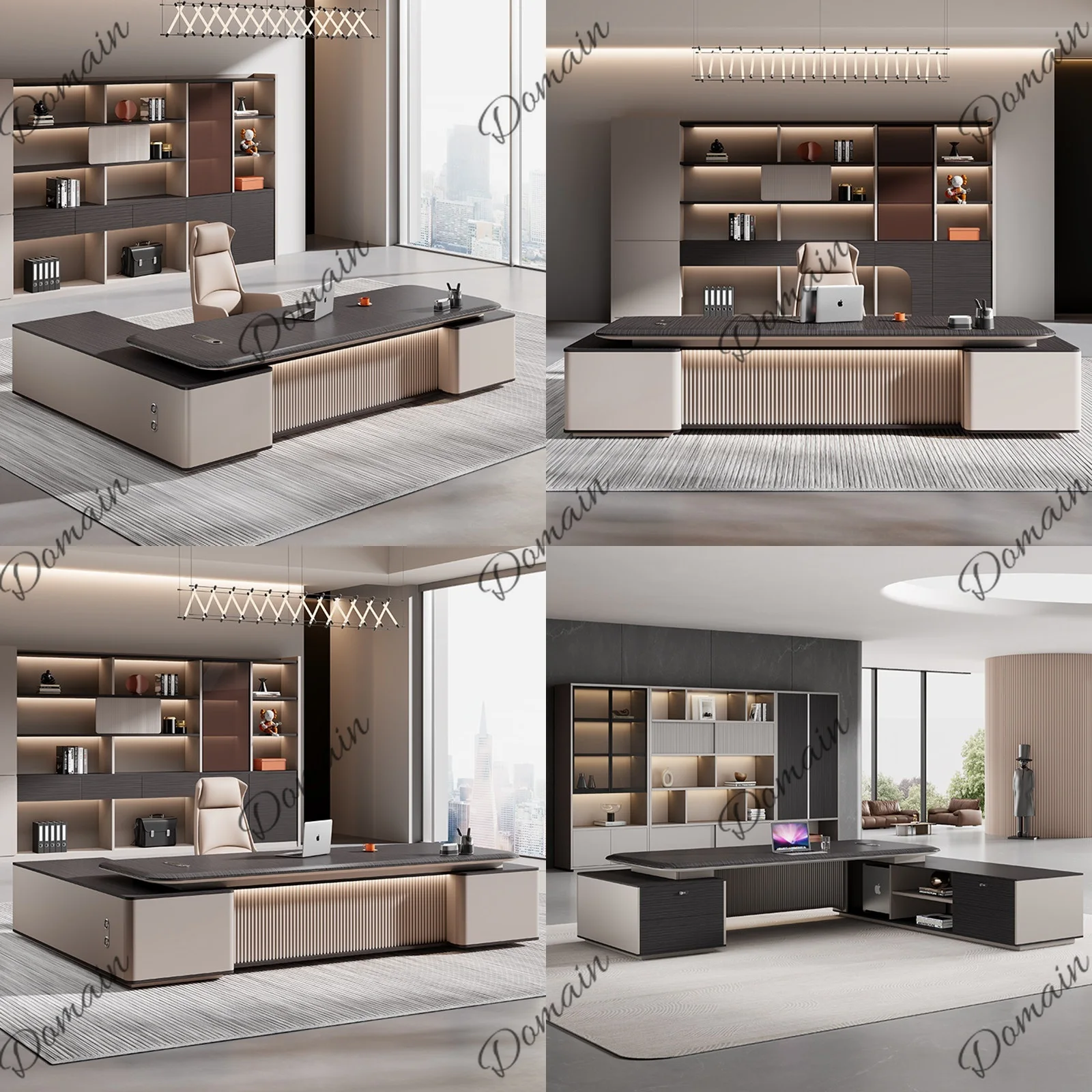 Luxury Executive Desk Set with High-Grade Lamination, Simple Boss Office Table and Chair Combo for Manager Room