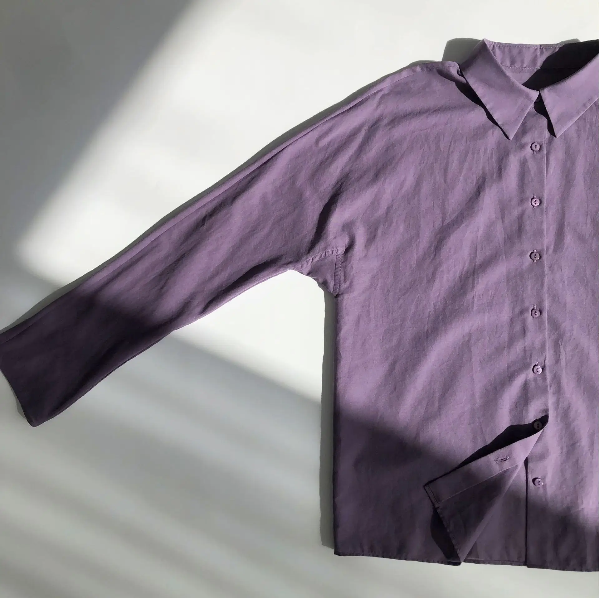 Imagem -06 - Camisa Fina de Algodão Raglan para Mulheres Cinza e Roxo Fumo Blusa Espanhola de Fadas Azul Lavanda Fresca e Romântica