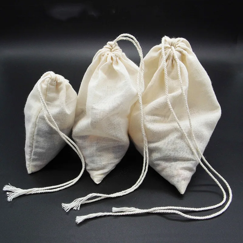 50 Pcs/Lot Natural Cotton Filter Bags for Kitchen Marinade Seasoning Dreg-separating 6x8/8x10/10x15cm Small Tea Muslin Pouches