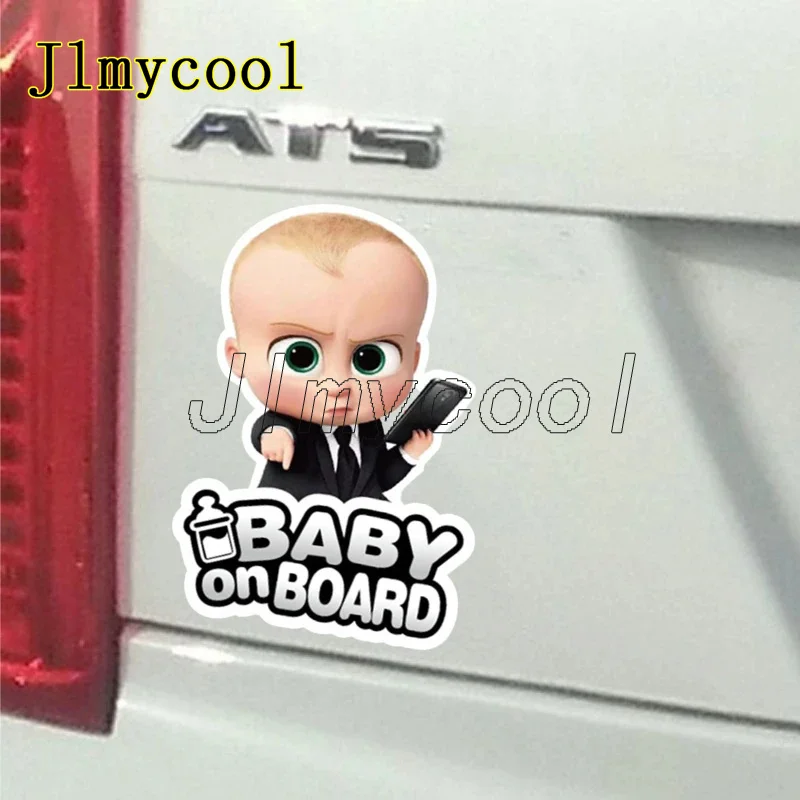 Funny Baby in Suit Sticker Waterproof Vinyl Decal, Cartoon Safety Warning Decor for Car Bumper Window