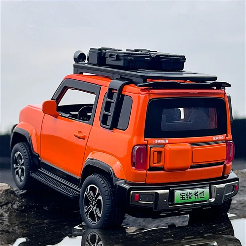 BAOJUN Yep mainan mobil diecast, mainan logam paduan Model mobil kendaraan Off-road suara dan cahaya hadiah anak-anak 1:32