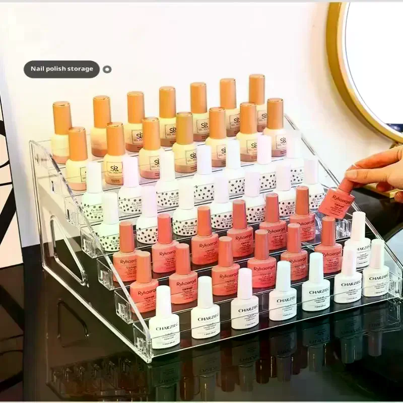 Acrylic Transparent Multi-layer Nail Polish Display Stand Lipstick Storage Box Plastic Salon Cosmetic Tabletop Display Rack