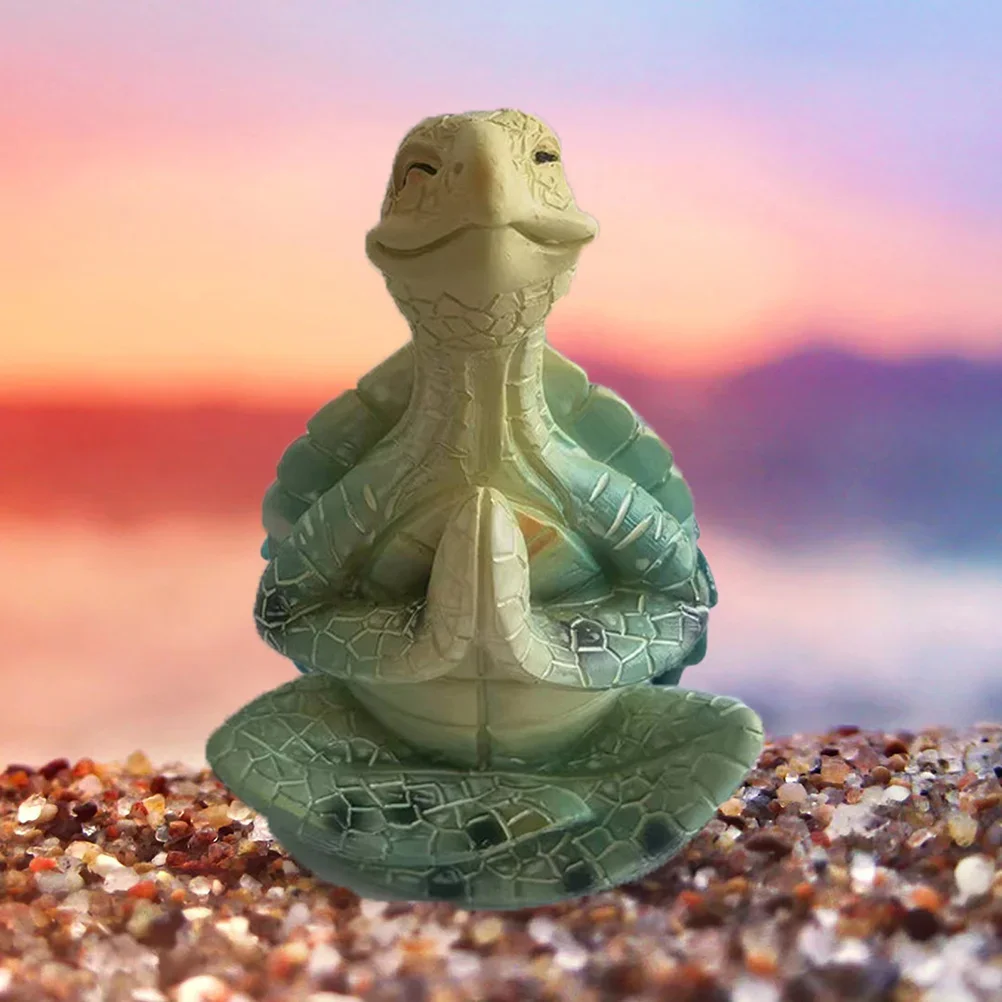 

Sea Turtle Figurine Meditating Turtle Statue Zen Yoga Tortoise Miniature Sculpture Sea Turtle Resin Ornament Home Garden Decor