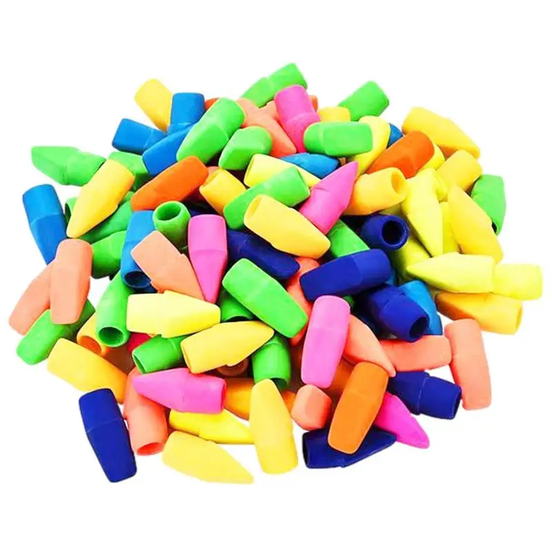 

Pencil Top Erasers Wedge-Shaped Pencil Eraser Caps 50pcs/100pcs/200pcs School Erasers For Drafting Sketching Painting Color