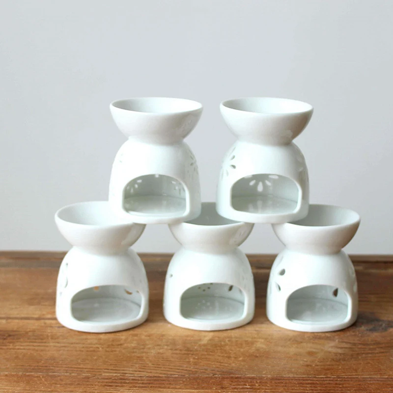 مشعل رائحة مصنوع يدويًا من السيراميك ، نمط زهرة مجوفة ، حارق زيت أساسي ، مصباح شمعة ، العديد من الأنماط ، ديكور المنزل والمكتب