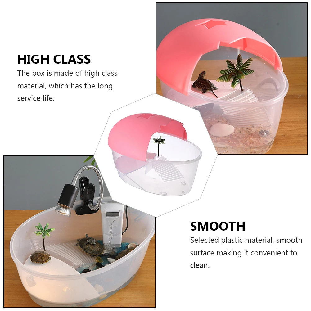 

Turtle Tank Reptile Pet Habitat Box Large Size Basking Platform Swimming Area Plastic Material Easy Clean Ventilation Holes