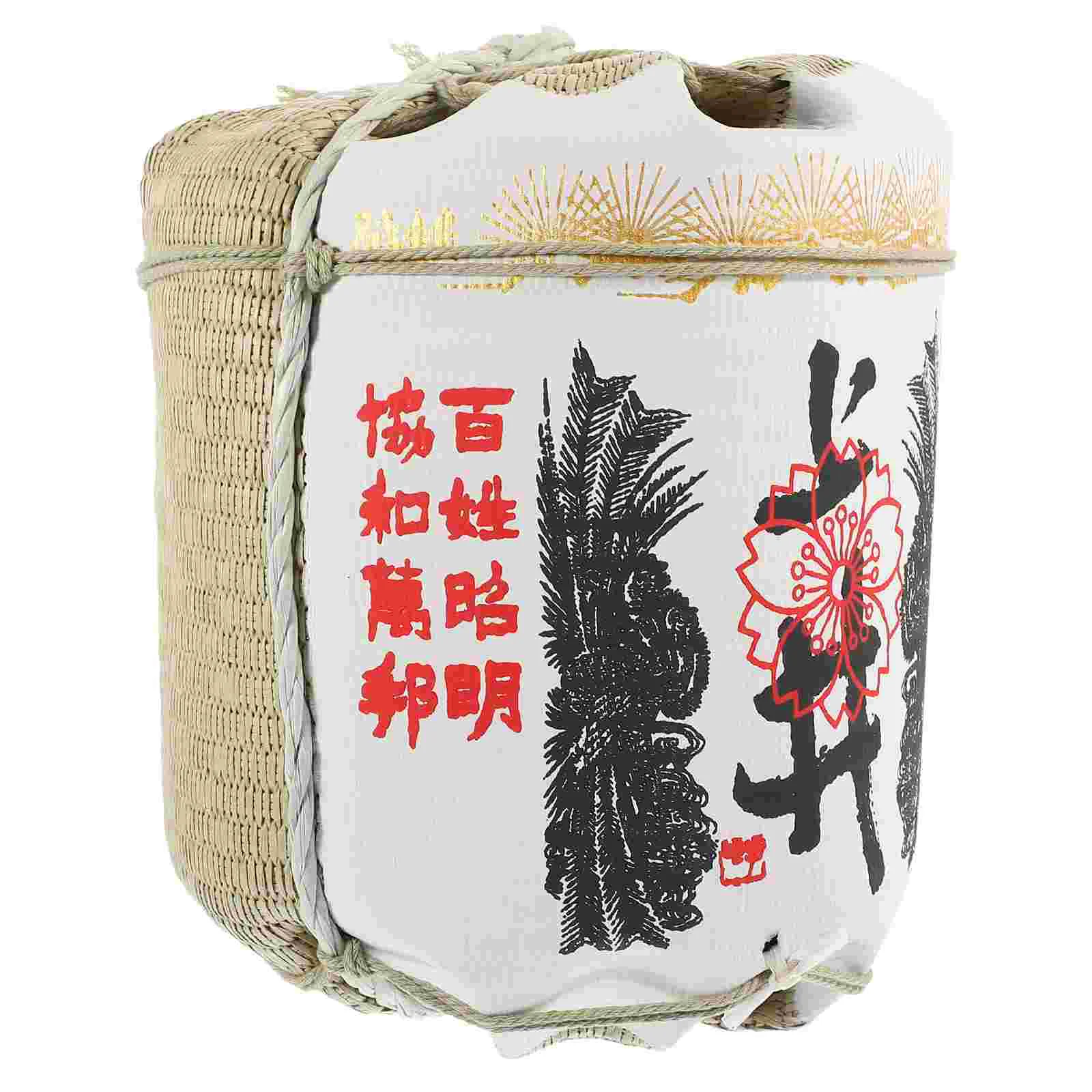 

Beer Bucket Japanese Sake Barrel Decoration Style Props Sushi Restaurant Statue Gift Model