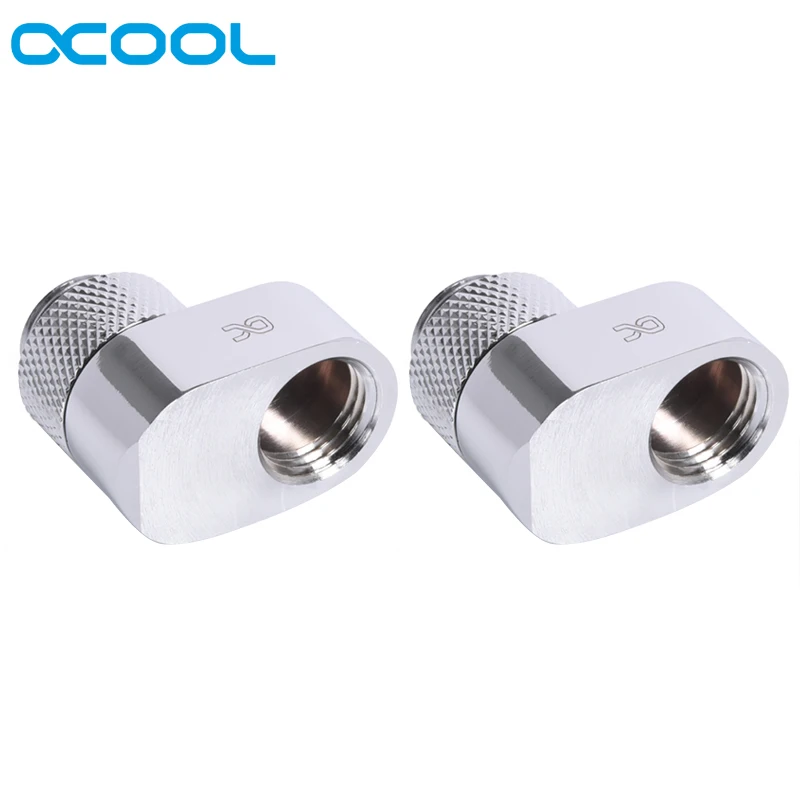 2 stuks Alphacool Eiszapfen 16mm offsetfittingen 360 draaibaar met één binnendraad en één buitendraad G1/4" chroom/zwart