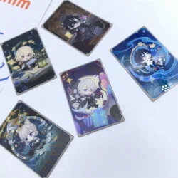 1Pc gra Anime Genshin Impact Furina Neuvillette Wanderer akrylowe karty dwustronne drukowane piękne prezent stojący samochód