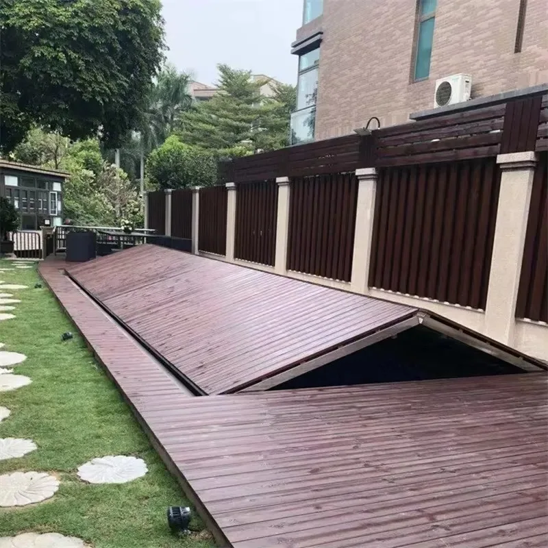Outdoor Commercial Foldable Pool Cover 304 Stainless Steel Frame High Strength Load Bearing Safety Hotel Gym Partition Door