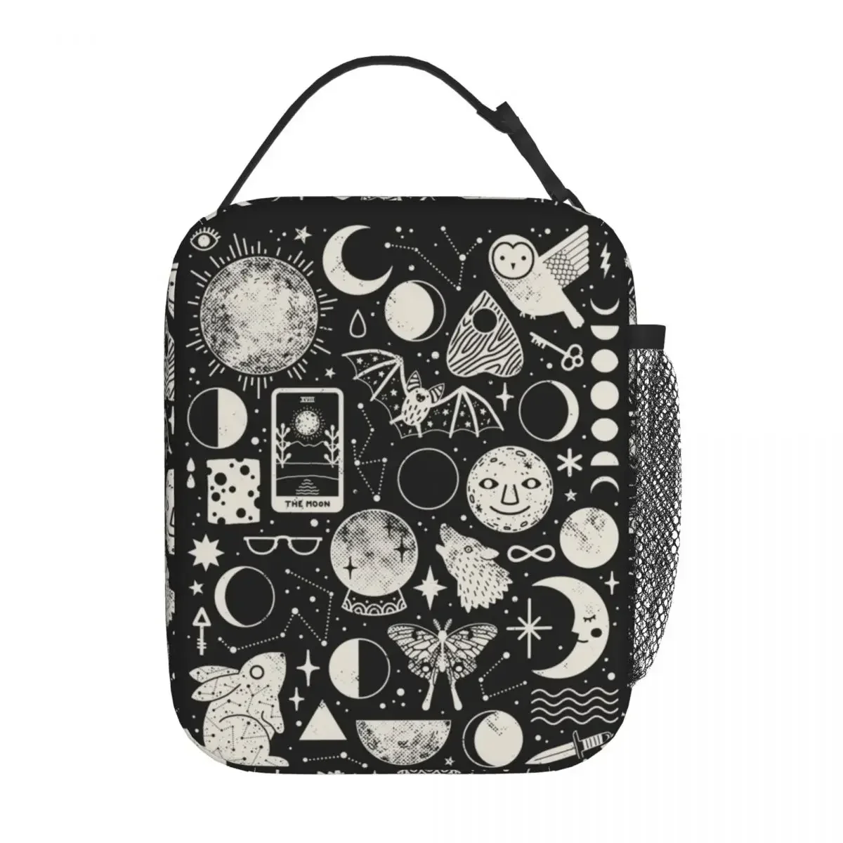 Lunar Pattern Lunch Bag For Children Eclipse Ouija Design Lunch Box Picnic Cooler Bag Portable Waterproof Thermal Tote Handbags