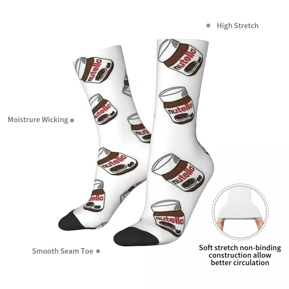 Nutella Stockings Girls Food Pattern Socks Warm Soft Leisure Socks Winter Cycling Anti Bacterial Pattern Socks Gift