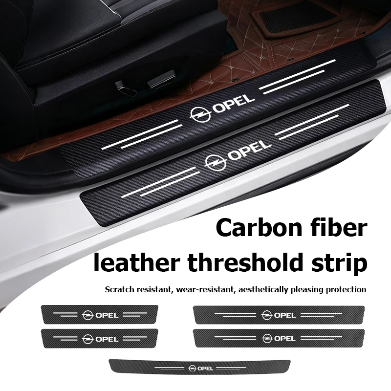 Protetor de soleira de porta de carro, adesivo de fibra de carbono para Opel Corsa Mokka Astra Cascada Adam Insignia Meriva Vectra