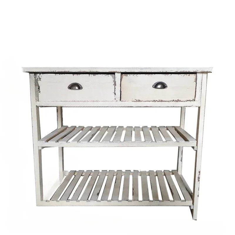 

Antique shabby pastoral retro old wooden flower stand outdoor gardening table coffee shop bar shop decoration entrance