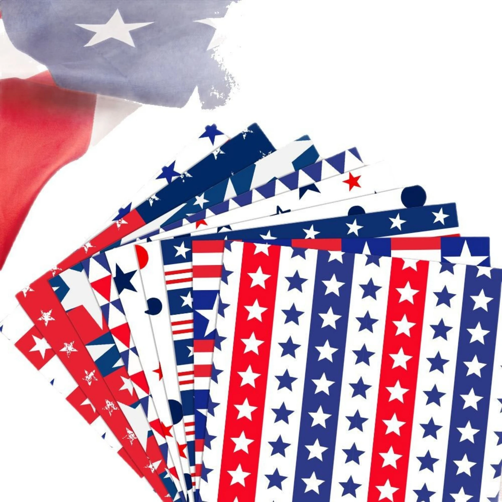 12Pcs Colorful American Independence Day Theme Holiday Party Gift Paper Package DIY Artware Package Book Cover Wrap Packing