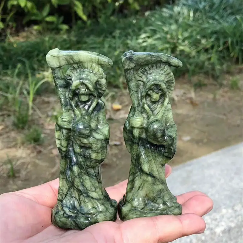Natural Ophiolite Death Carving Figurine Ornament Healing Feng Shui Home Decor Stone Holiday Gift 1pcs