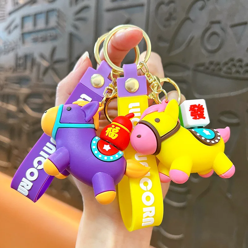 Fortune Spinning Pony Keychain Pendant Decompression Spinning Pony Doll New Year Gift Fortune Pony Bag Decor Pendant Keychain
