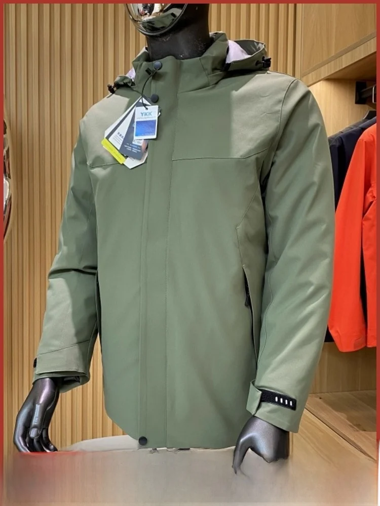 Inverno ao ar livre masculino para baixo jaet du pena quente caminhadas casaco zíper sle anti-vento design 3d fibra de poliéster juventude faion