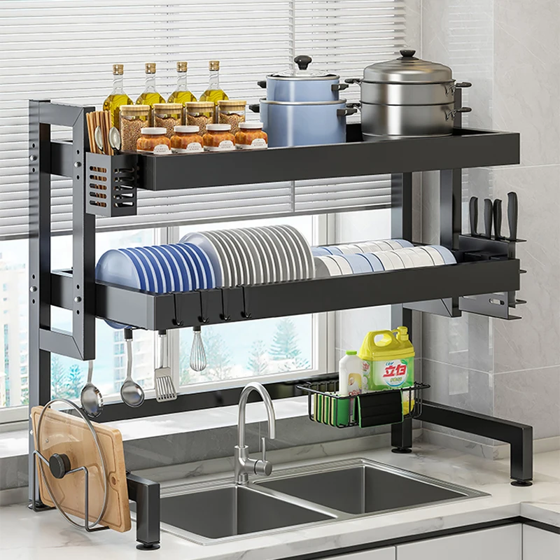 Kitchen Shelving Countertop Sink Dish Rack Drain Rack Multifunctional Sink on the Bowl Tray Rack Bowl and Chopsticks Storage Box