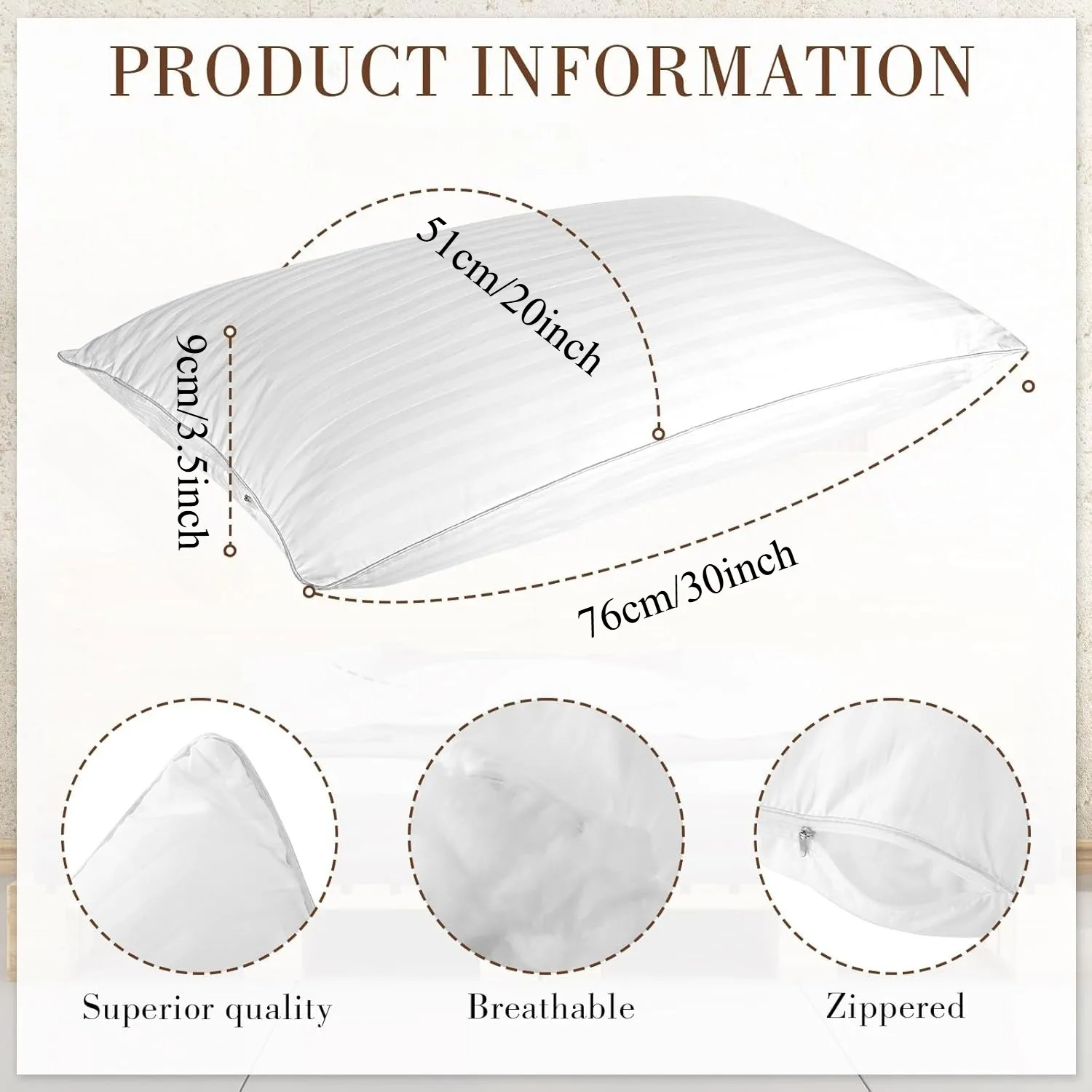 Italian Hotel Style Bed Pillow, Soft Support Sleeping Pillow for Multi‑Sleepers, Breathable Home Bedding, Pillow Gift