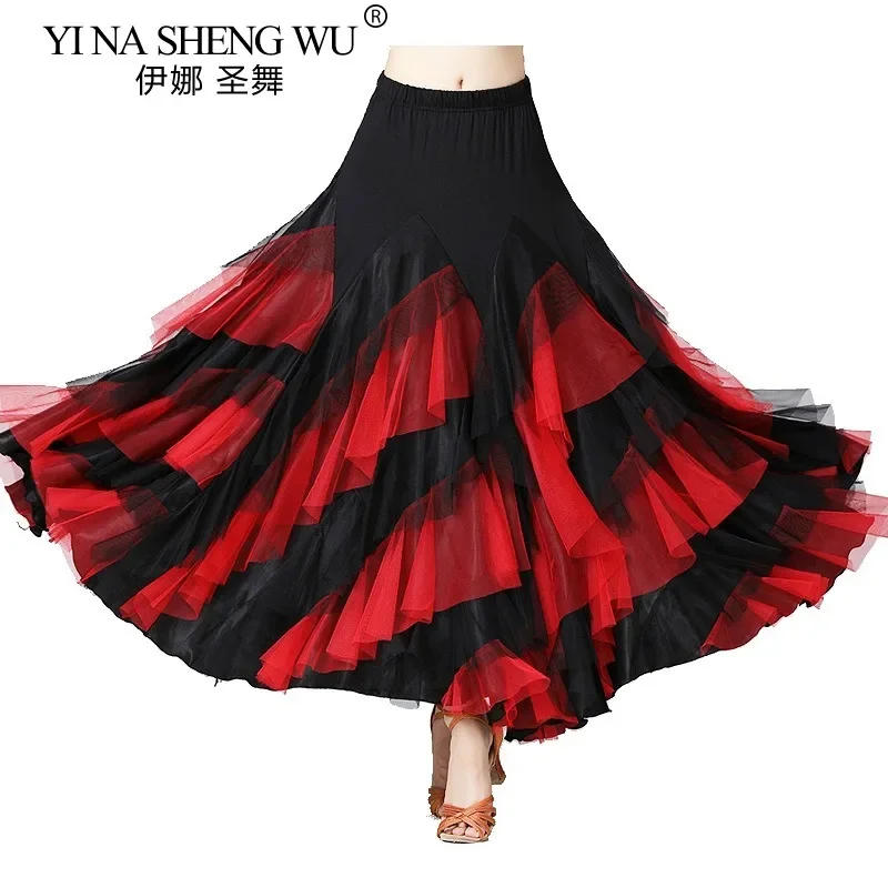 Abito da Flamenco Spagnolo per Donna, Gonna Lunga Ampia per Danza da Sala, Valzer, Salsa, Tango, Costume Professionale da Palcoscenico