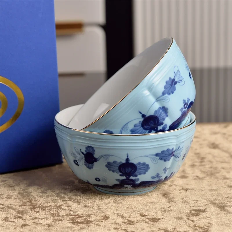 Italian Oriental Series Retro Light Luxury Ceramics 4.5in Rice Bowl 6.75in Soup Bowl 5.75in Salad Bowl Tableware