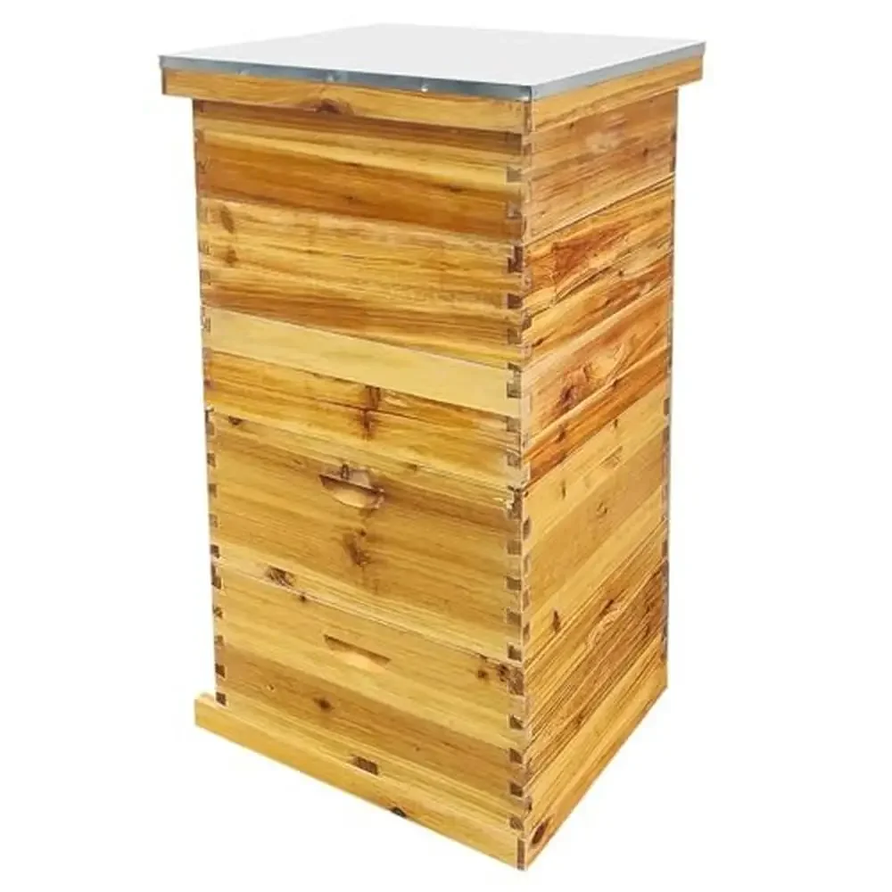 

5-Layer Beehive Starter Kit with 100% Beeswax Coating Queen Excluder Waterproof Cover Easy Installation