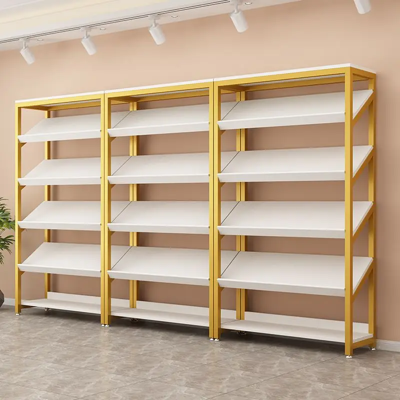 

Light luxury shoe store display rack, skin care product shelf, shoe and clothing sample display rack, tilted multi-layer shelf