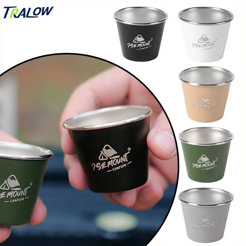 

TRALOW 50ml 4-Piece Stainless Steel Camping Cup Set - Stackable Outdoor Drinkware for Travel,Camping,Picnic,Hiking,BBQ