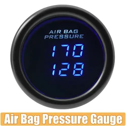 52mm Air Bag Pressure Gauge Blue LED Dual Digital Display Air Suspension Gauge Air Ride With 1/8NPT Sensors For DC 12V 24V Car