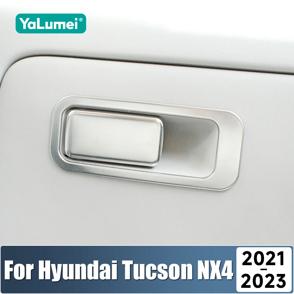 Für Hyundai Tucson NX4 2021 2022 2023 Hybrid N Line Edelstahl Auto Beifahrer-Aufbewahrungsbox Griffabdeckung Zierleiste Zubehör