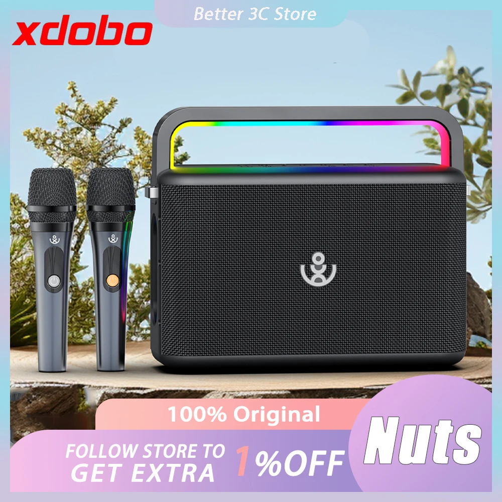 

XDOBO Nuts Wireless Speaker 120W With 2 Microphones Bluetooth Subwoofer DSP RGB Portable Karaoke Sound Box Custom Gifts