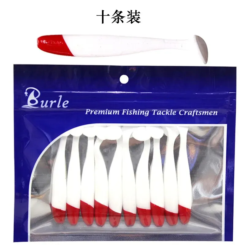 7cm 9cm 12cm 10 unids/bolsa cola en T cebo suave cabeza roja cebo biónico blanco suministros de pesca - imagen 2
