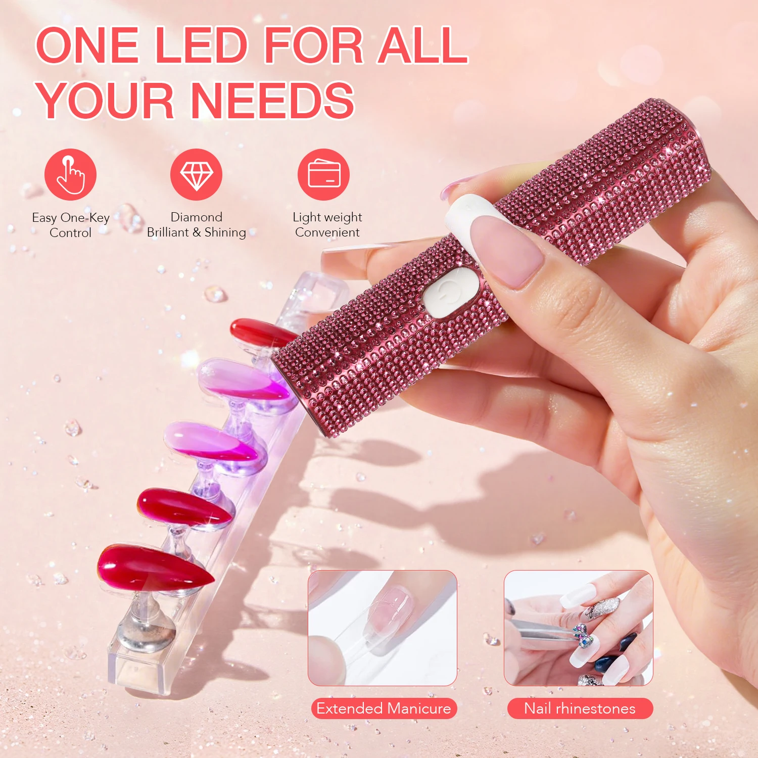 เครื่องอบเล็บเจลแบบพกพา – เครื่องอบเล็บ LED ขนาดเล็กแบบชาร์จไฟได้ พร้อมขาตั้งสำหรับใช้ในงานทำเล็บมืออาชีพ