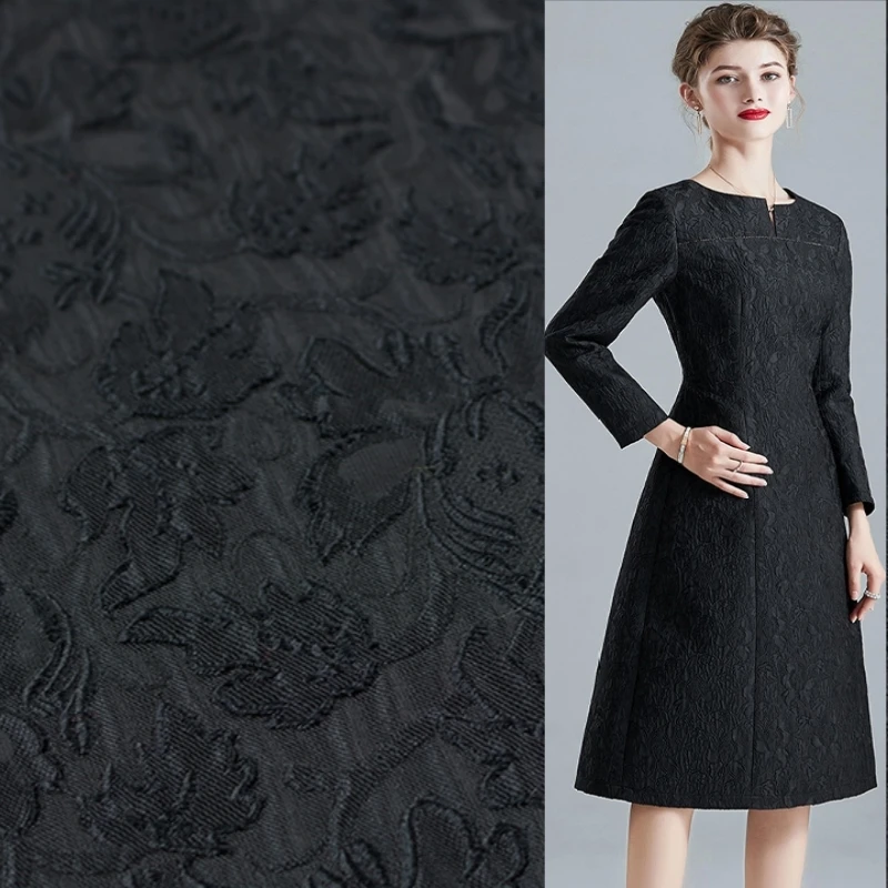 

Темная жаккардовая ткань, осень-зима, однотонное розовое платье, плащ, одежда, европейский бренд, модный дизайн, ткань для шитья по метрам