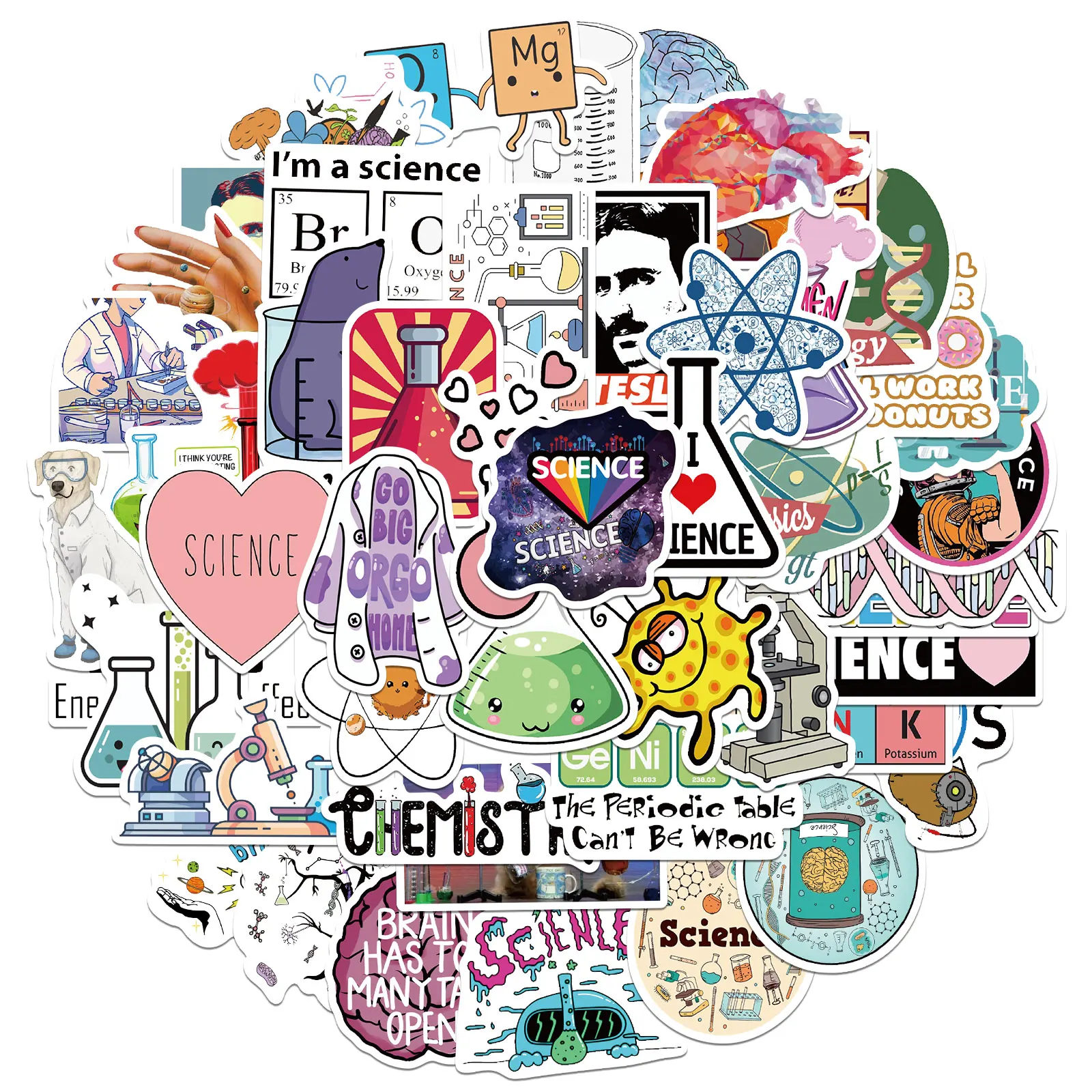 50PCS Creative Laboratory Cartoon Graffiti Stickers Decorative Skateboard Notebook Mobile Phone Waterproof Stickers
