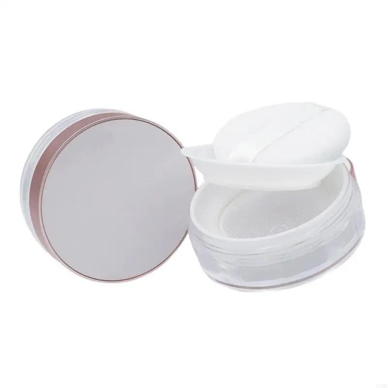 U0DE Empty Loose Powder Container Plastic Cosmetic Makeup Loose Powder Box Case Holder with Sifter Lids and Puff for Travel