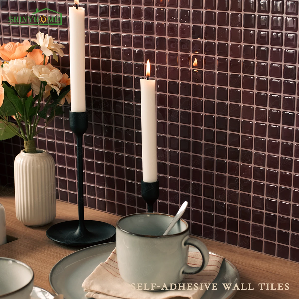 10/30 PC Self-Adhesive Wall Tile Kitchen Backsplash  Suitable for Kitchen Wall Decoration Square 10.5