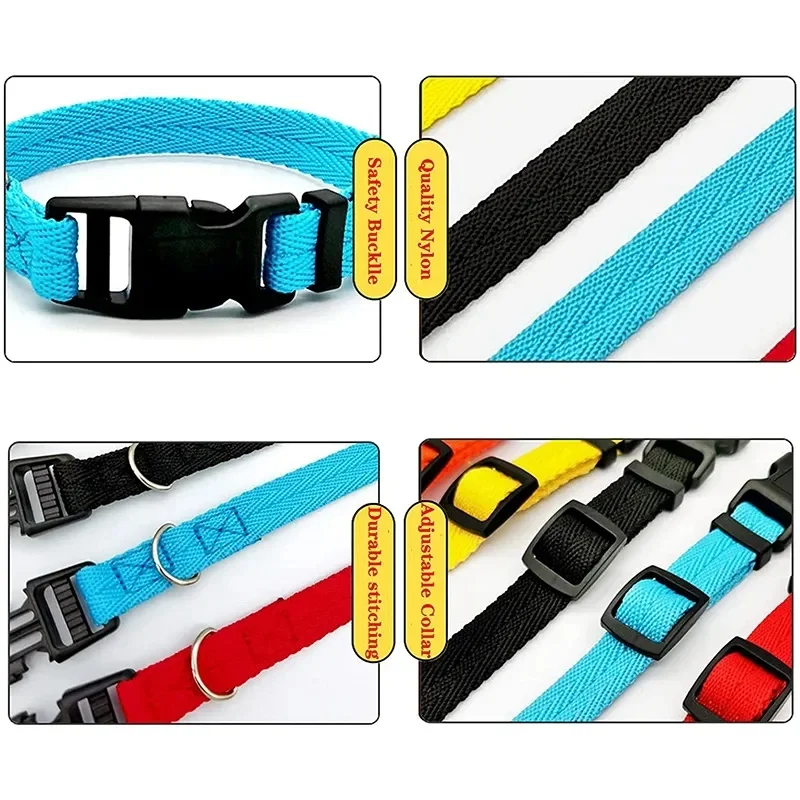 Nylon Webbing Dog Collar, Heavy Duty, Clip Buckle, Pet Collar para cães pequenos e médios, Chihuahua, vermelho, preto, azul, roxo