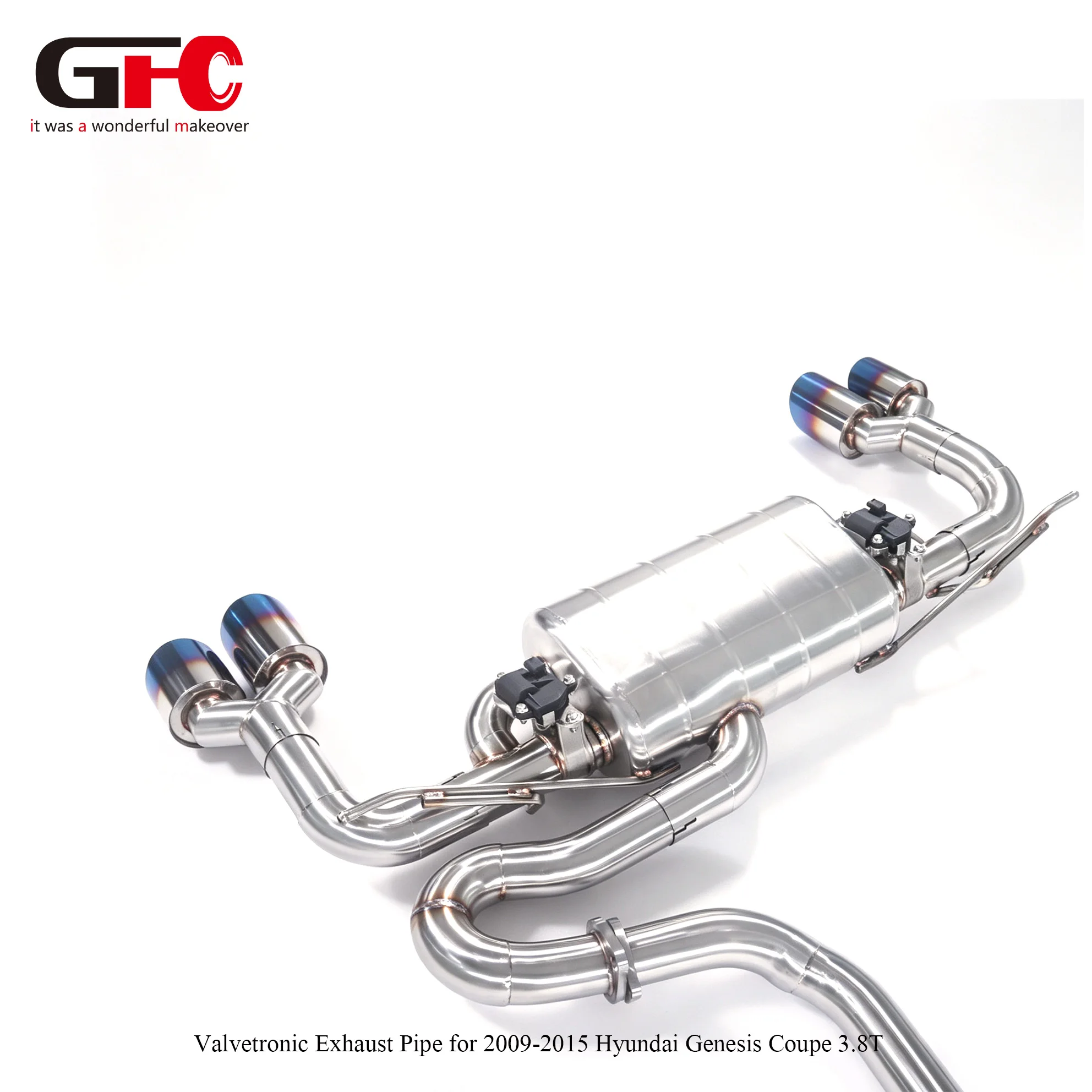 For 2009-2015 Hyundai Genesis Coupe 3.8L V6 GFC Valved Exhaust System Mid Rear Section Single Muffler Dual Valve Dual