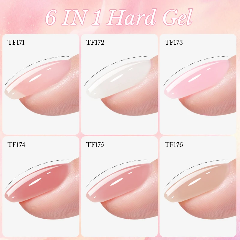 Nude Pink Multi-functional 6 IN 1 Hard Nail Builder Gel, 8ml UV LED Soak Off Gel For Nail Extension Repair & Rhinestone Gel