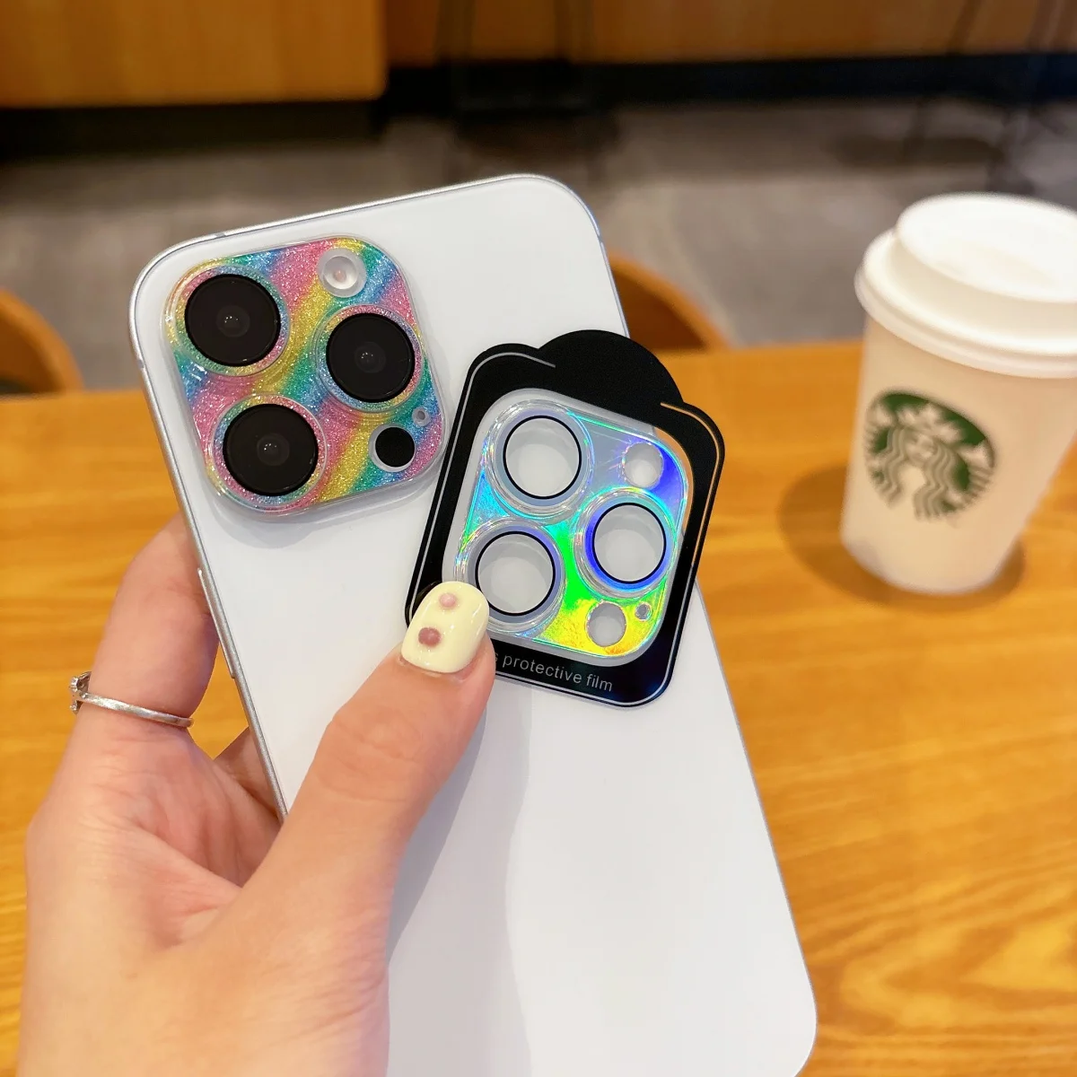 بريق قوس قزح الليزر أورورا عدسة الزجاج 9H فيلم على آيفون 17 16 15 14 برو ماكس زائد HD كاميرا المضادة للخدش حماية غطاء تغليف