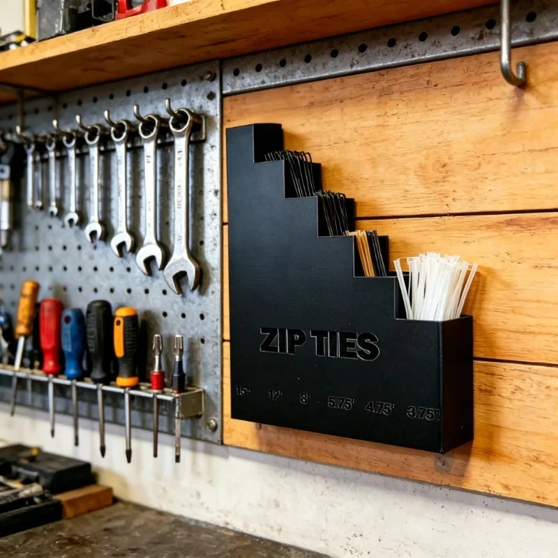 Robuster 3D-Gedruckter Wandmontierter Kabelbinder-Organizer, Mehrzweck-Kabelbinder-Aufbewahrungsspender für Garage und Werkstatt