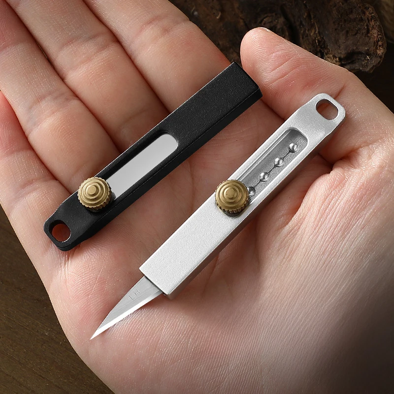 Outdoor Mini Key chain knife, EDC pocket knife, portable mini straight knife, box opener knife, self-defense knife, button k