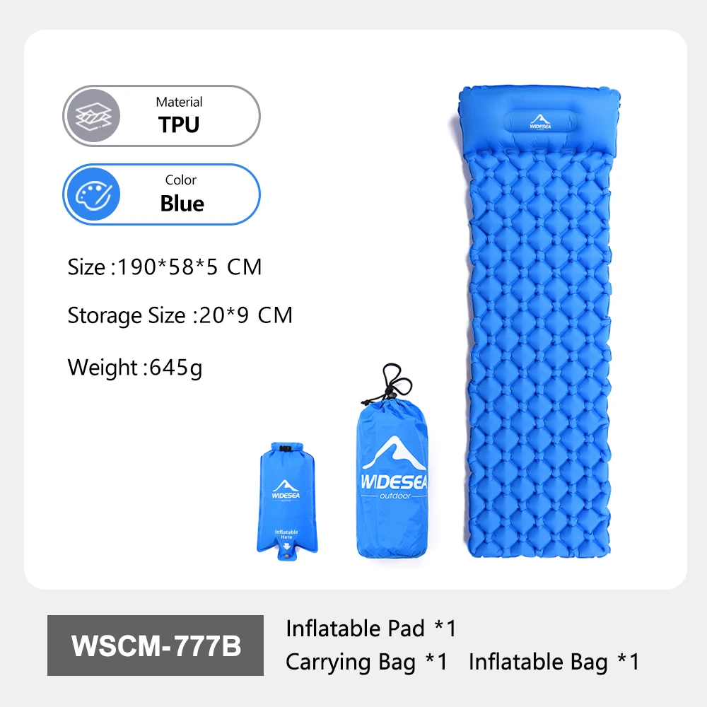 Widesea Camping-Schlafmatte, aufblasbare Luftmatratzen, Outdoor-Matte, Möbel, Bett, ultraleichtes Kissen, Kissen, Wandern, Trekking