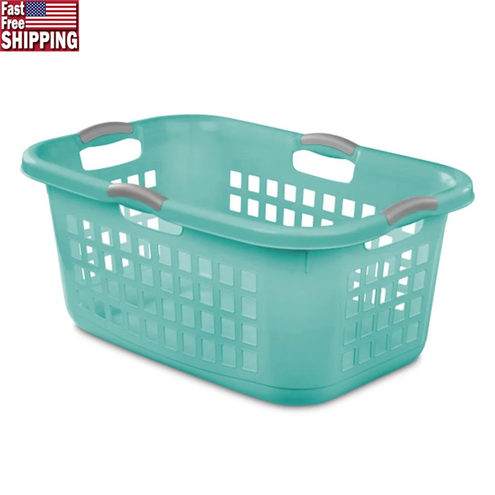 6 Pack Plastic Laundry Basket Clothes Hamper 2 Bushel Ultra Aqua Chrome