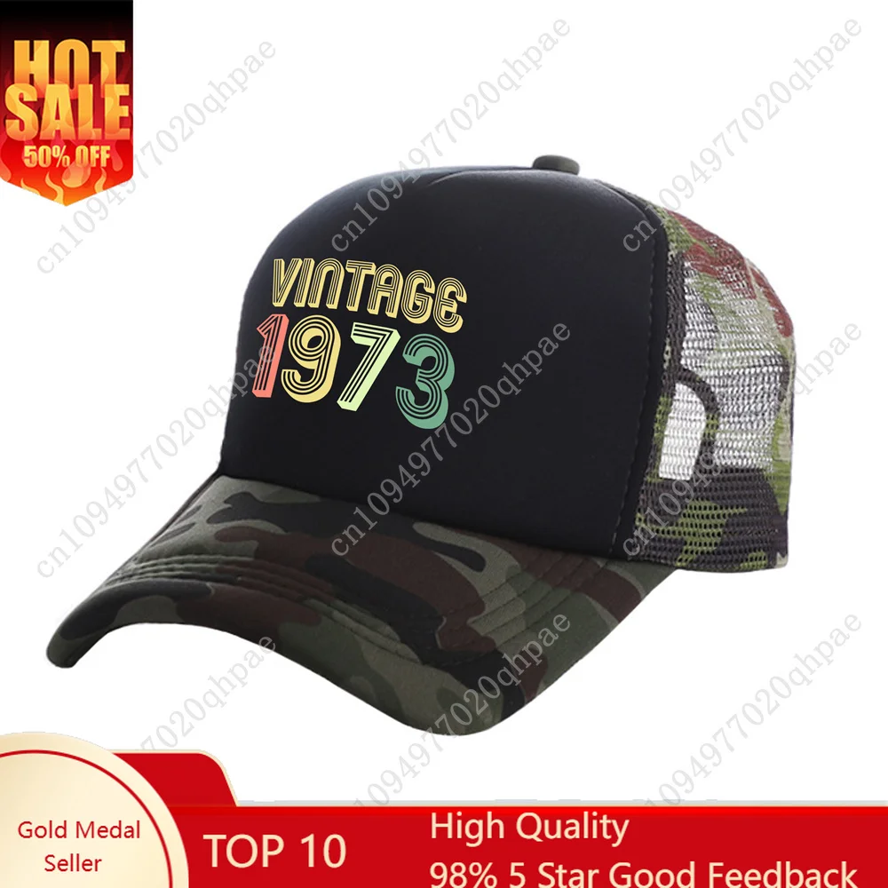 

Born In 1973 Trucker Caps Men Funny Vintage 1970-1979 Hat Baseball Cap Cool Summer Unisex Mesh Net Caps Birthday Gift
