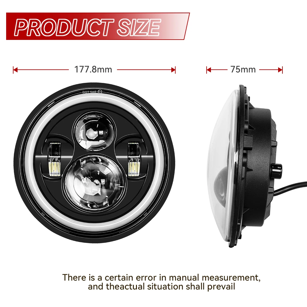 For JK VAZ 2121 Lada Niva 7\'\' LED DRL Headlight 4x4 7inch Round halo Headlights 7\
