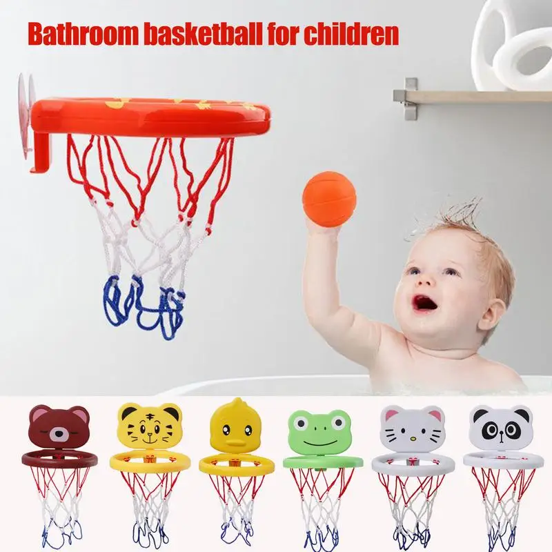Giocattolo da bagno per basket Giocattolo per canestro da basket per cartoni animati Gioco da bagno interattivo portatile Set da gioco d'acqua per ragazzi e ragazze Casa in età prescolare