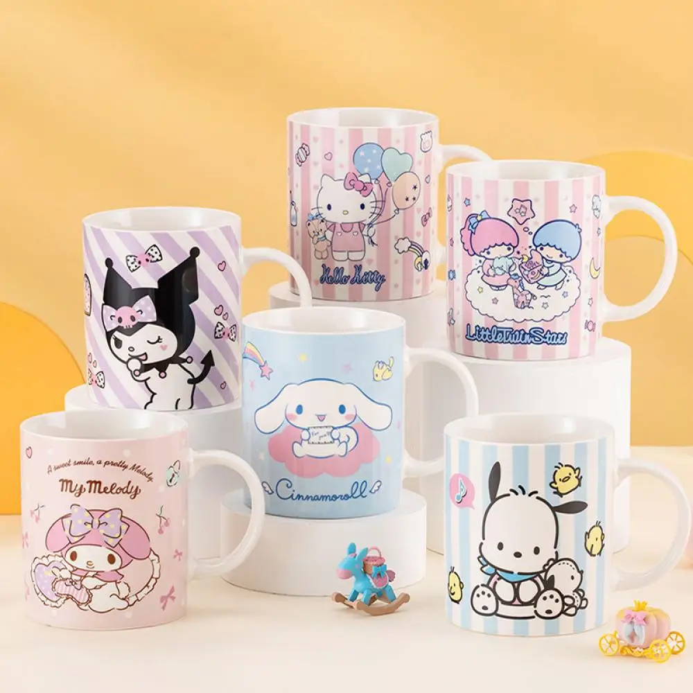 

Женская чашка, кавайная аниме-фигурка My Melody Kuromi 350 мл, кофейная кружка, керамика, молочный чай, плюшевая Милая домашняя чашка для девушки